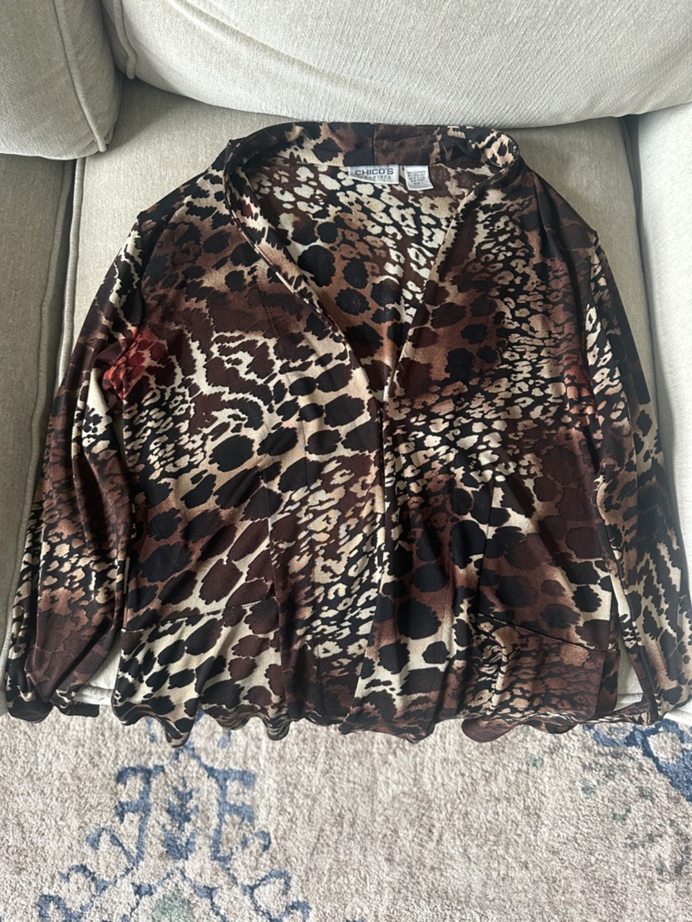 Chico's Brown & Cream Animal Print ClaspTop